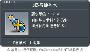 5级敏捷药水 Tooltip