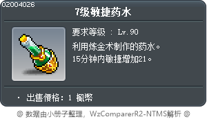 7级敏捷药水 Tooltip