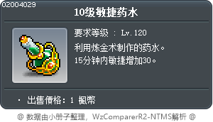 10级敏捷药水 Tooltip