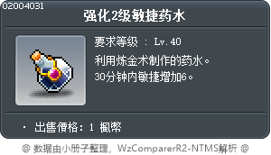 强化2级敏捷药水 Tooltip