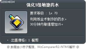 强化5级敏捷药水 Tooltip
