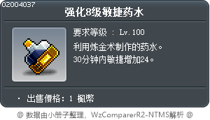强化8级敏捷药水 Tooltip