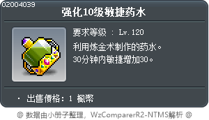 强化10级敏捷药水 Tooltip