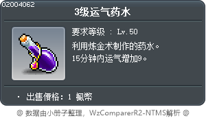 3级运气药水 Tooltip