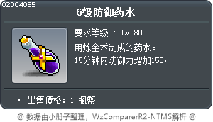 6级防御药水 Tooltip