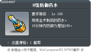 8级防御药水 Tooltip