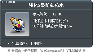 强化2级防御药水 Tooltip