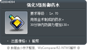 强化5级防御药水 Tooltip