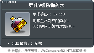 强化9级防御药水 Tooltip