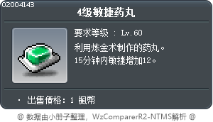 4级敏捷药丸 Tooltip
