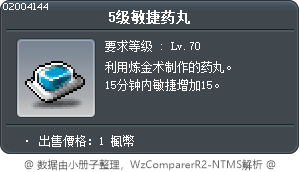 5级敏捷药丸 Tooltip