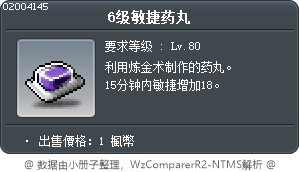 6级敏捷药丸 Tooltip
