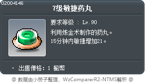 7级敏捷药丸 Tooltip