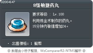 8级敏捷药丸 Tooltip