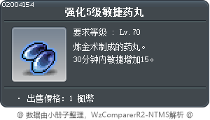强化5级敏捷药丸 Tooltip