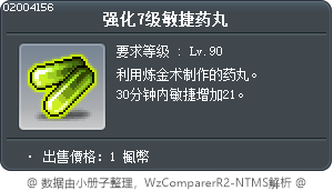 强化7级敏捷药丸 Tooltip