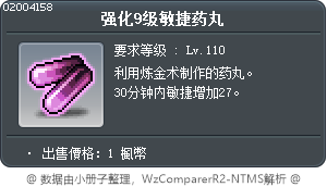 强化9级敏捷药丸 Tooltip
