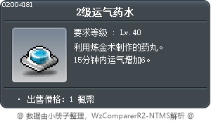 2级运气药水 Tooltip