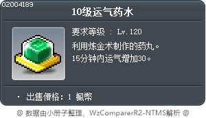 10级运气药水 Tooltip