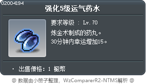 强化5级运气药水 Tooltip