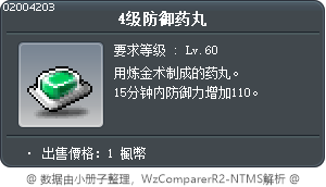 4级防御药丸 Tooltip