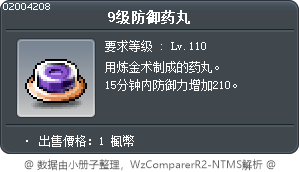 9级防御药丸 Tooltip