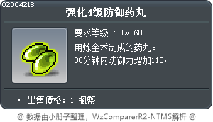 强化4级防御药丸 Tooltip