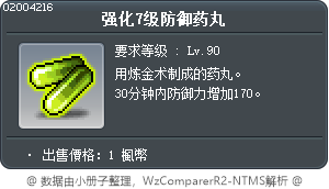 强化7级防御药丸 Tooltip
