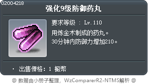 强化9级防御药丸 Tooltip