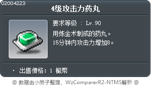 4级攻击力药丸 Tooltip