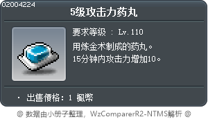 5级攻击力药丸 Tooltip
