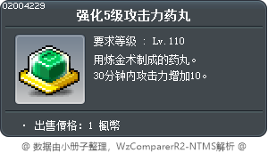 强化5级攻击力药丸 Tooltip