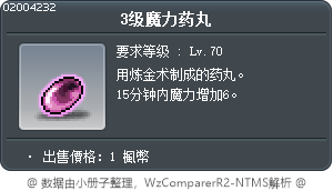 3级魔力药丸 Tooltip