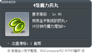 4级魔力药丸 Tooltip
