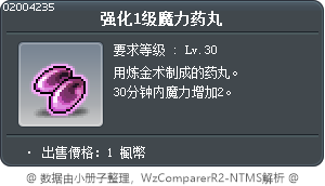 强化1级魔力药丸 Tooltip
