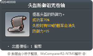 头盔防御诅咒卷轴 Tooltip