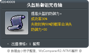 头盔防御诅咒卷轴 Tooltip