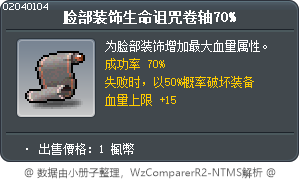 脸部装饰生命诅咒卷轴70% Tooltip