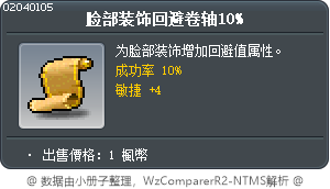 脸部装饰回避卷轴10% Tooltip