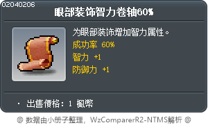 眼部装饰智力卷轴60% Tooltip