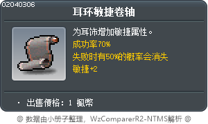 耳环敏捷卷轴 Tooltip