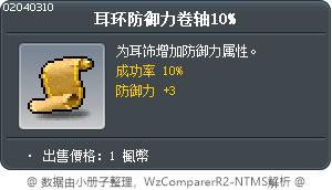 耳环防御力卷轴10% Tooltip