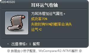 耳環幸運詛咒卷軸70% Tooltip