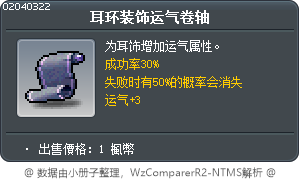 耳环装饰运气卷轴 Tooltip
