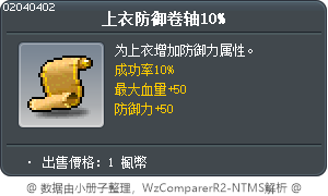 上衣防禦卷軸10% Tooltip