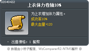 上衣体力卷轴10% Tooltip