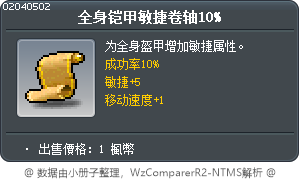 套服敏捷卷軸10% Tooltip
