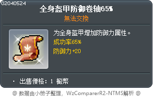 全身盔甲防御卷轴65% Tooltip