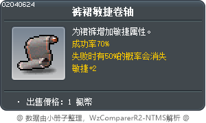 裤裙敏捷卷轴 Tooltip