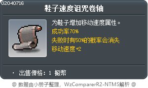 鞋子速度诅咒卷轴 Tooltip